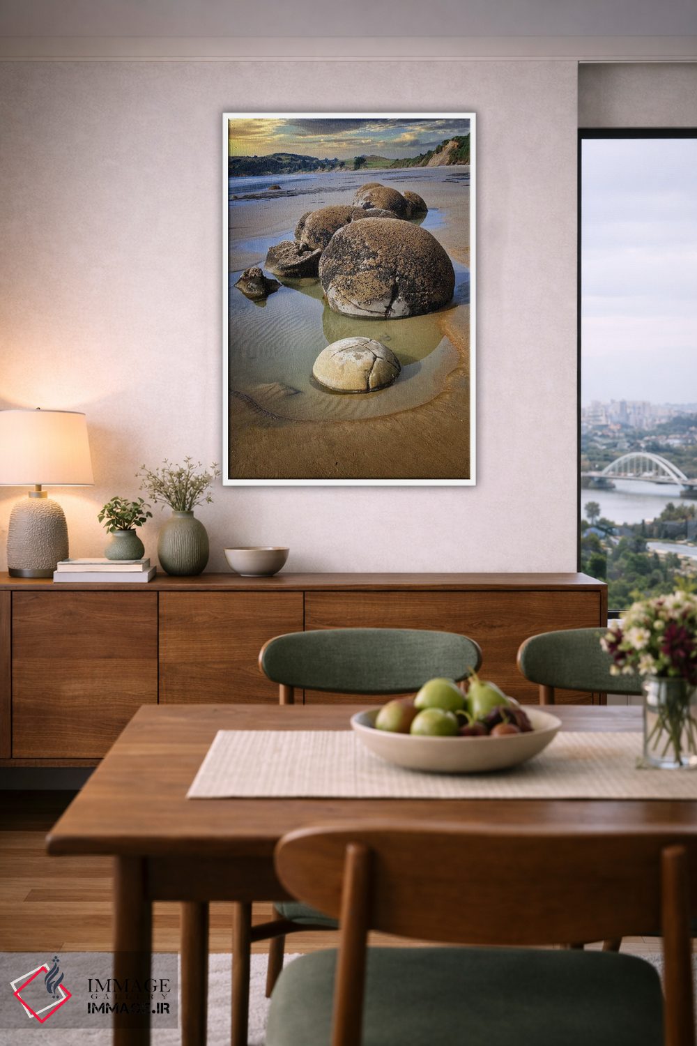 تابلو دکوراتیو صخره های موئراکی، سواحل شرقی نیوزیلند اثر اولنا آرت - D6W