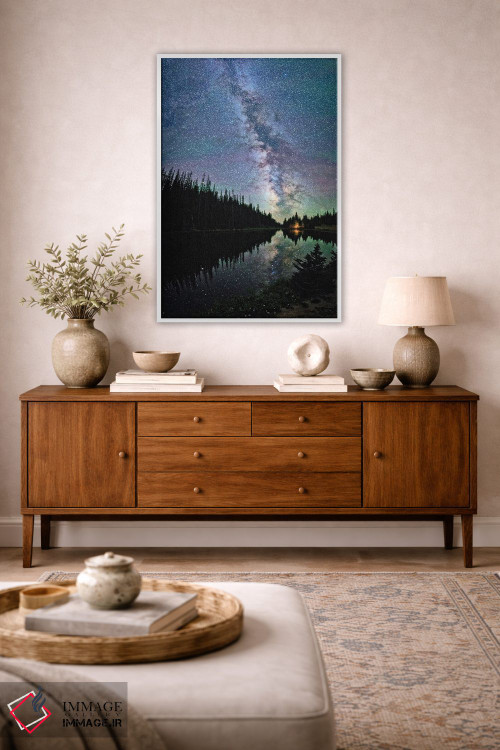 تابلو دکوراتیو نمایی از کهکشان راه شیری از دریاچه ایرن، کوه های راکی کلرادو اثر اولنا آرت - D2W