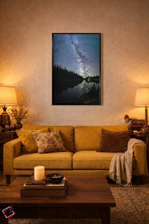 تابلو دکوراتیو نمایی از کهکشان راه شیری از دریاچه ایرن، کوه های راکی کلرادو اثر اولنا آرت - D3B