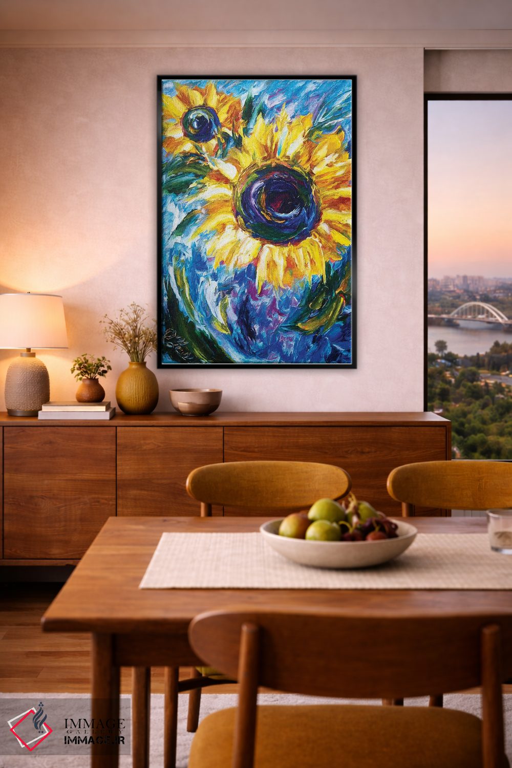 تابلو دکوراتیو نقاشی امپرسیونیستی آفتابگردان اثر اولنا آرت - D6B
