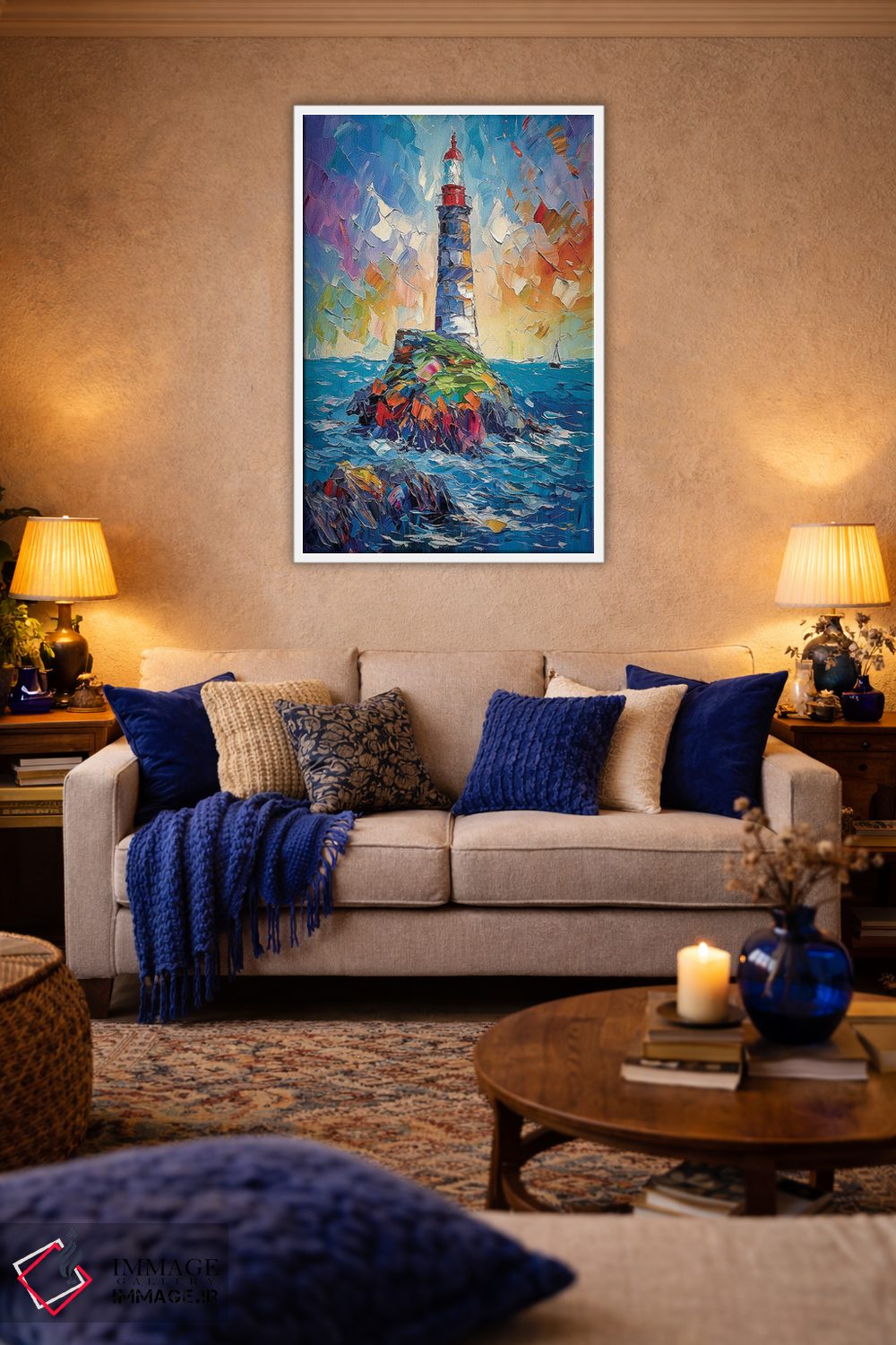 تابلو دکوراتیو فانوس دریایی دریا اثر اولنا آرت - D3W