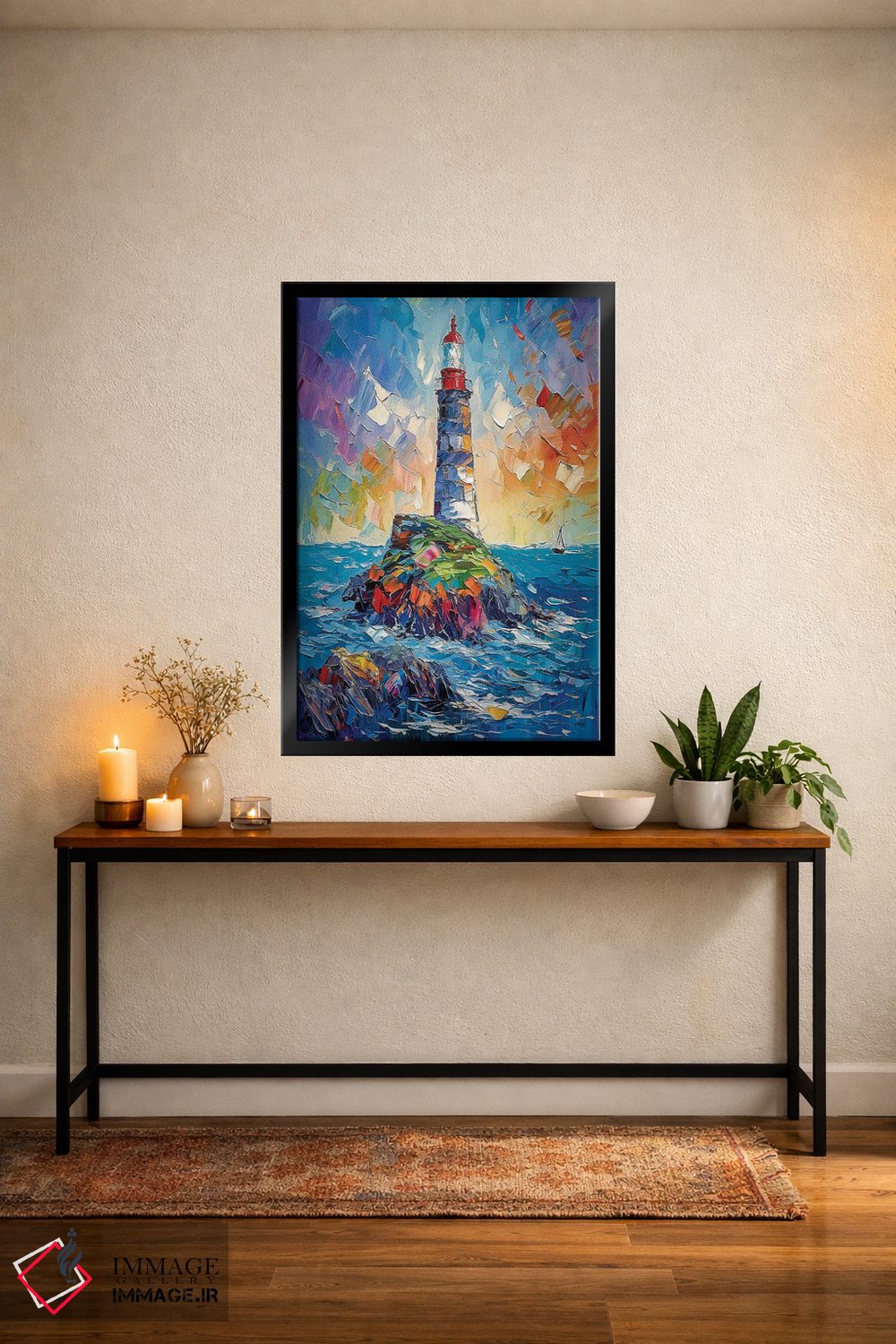 تابلو دکوراتیو فانوس دریایی دریا اثر اولنا آرت - D5B