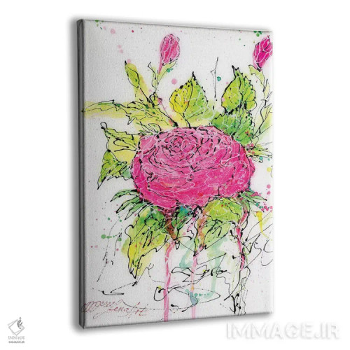 تابلو دکوراتیو رز صورتی آبرنگی اثر اولنا آرت - نمای پرسپکتیو محصول