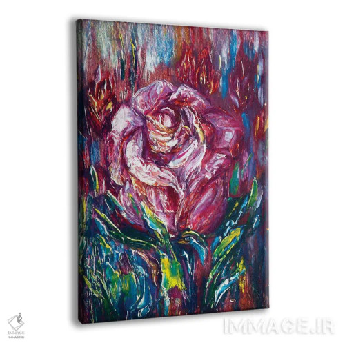 تابلو دکوراتیو نقاشی روغنی گل رز صورتی اثر اولنا آرت - نمای پرسپکتیو محصول
