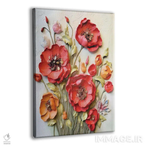 تابلو دکوراتیو راپسودی نهفته در شکوفه های شقایق به سبک ایمپاستو اثر اولنا آرت - نمای پرسپکتیو محصول