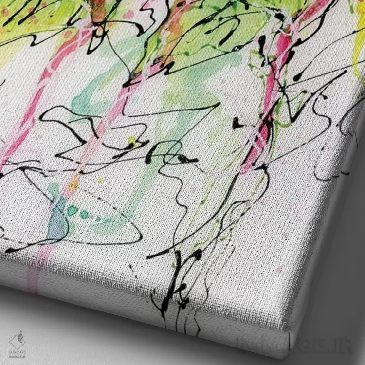 تابلو دکوراتیو رز صورتی آبرنگی اثر اولنا آرت - نمای نزدیک بافت بوم