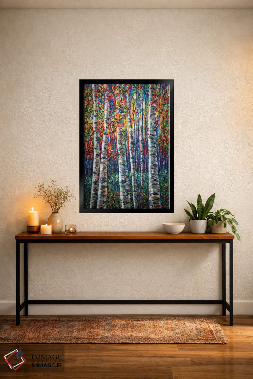 تابلو دکوراتیو سمفونی سپیدارها، نقاشی جنگل با تکنیک ایمپاستو اثر اولنا آرت - D5B