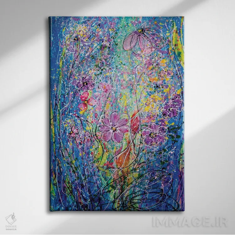 تابلو دکوراتیو گل های بهاری اثر اولنا آرت - نمای روبهرو روی دیوار