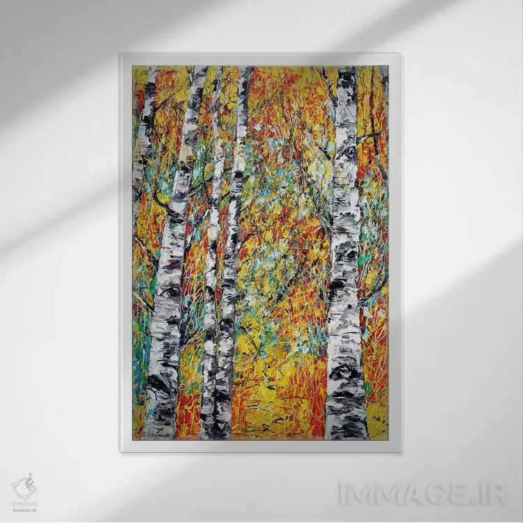 تابلو دکوراتیو فانتزی سپیدار اثر اولنا آرت - نمای قابدار سفید