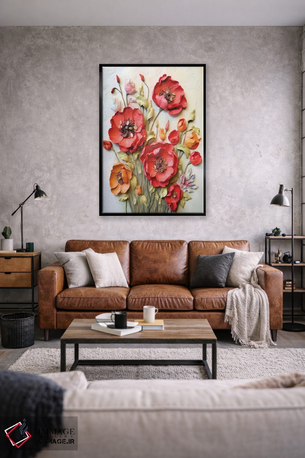تابلو دکوراتیو راپسودی نهفته در شکوفه های شقایق به سبک ایمپاستو اثر اولنا آرت - D1B