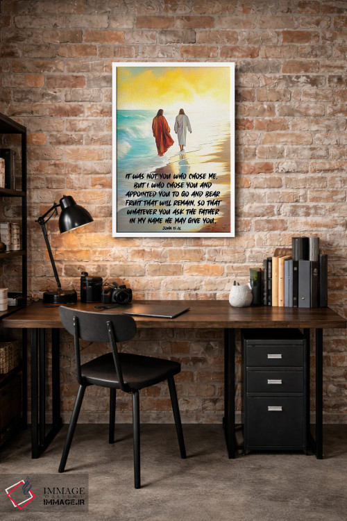 تابلو دکوراتیو صحنه ای از ساحل با عیسی مسیح و جمله ای درباره دوستی اثر اولنا آرت - D2W