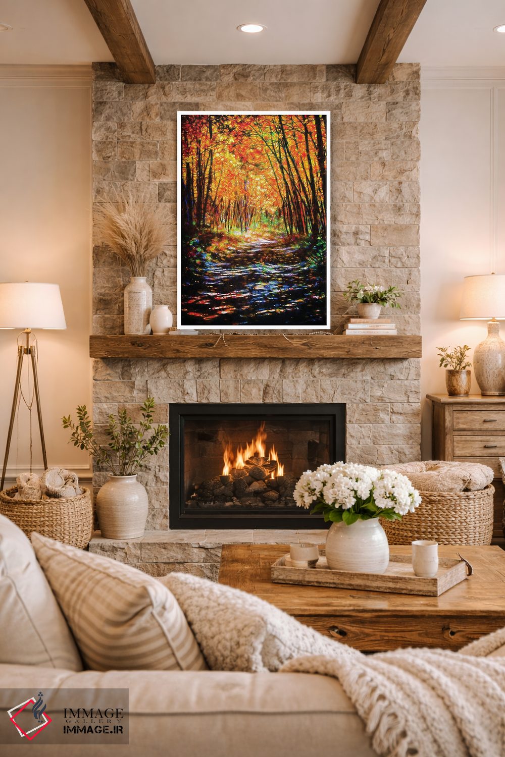 تابلو دکوراتیو مسیر رویایی در میان درختان سپیدار اثر اولنا آرت - D1W