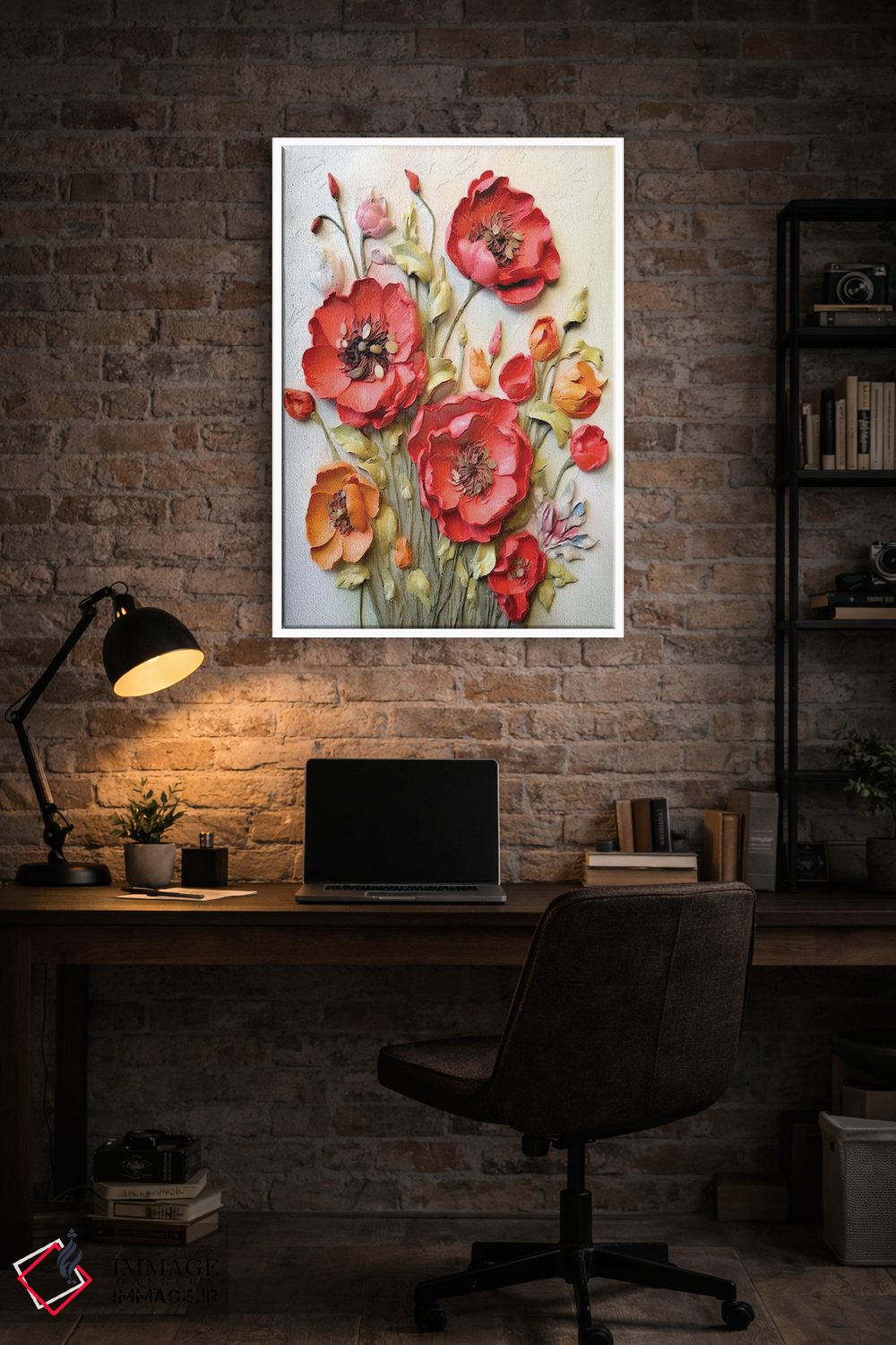 تابلو دکوراتیو راپسودی نهفته در شکوفه های شقایق به سبک ایمپاستو اثر اولنا آرت - D3W