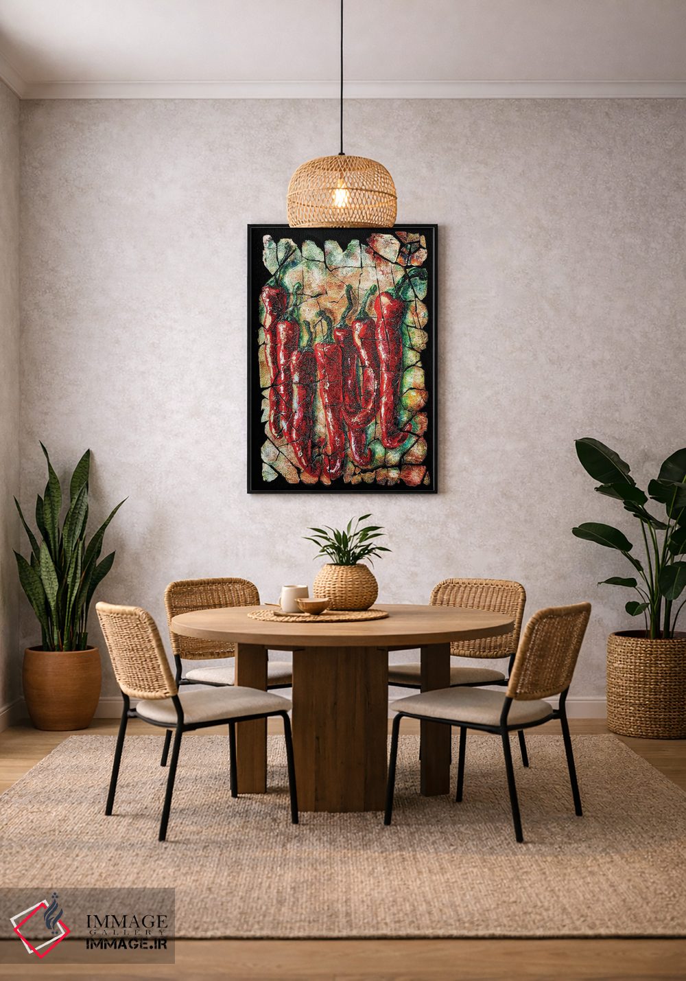 تابلو دکوراتیو فرسکوی فلفل های تند با زمینه ترک خورده اثر اولنا آرت - D4B