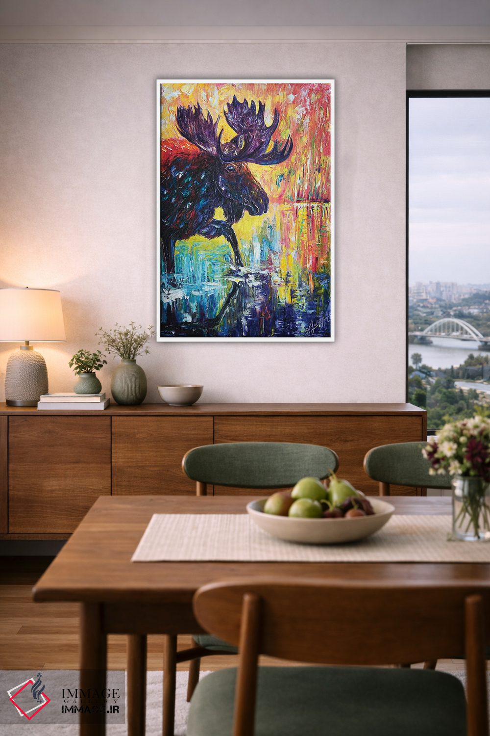 تابلو دکوراتیو گوزن شمالی اثر اولنا آرت - D6W