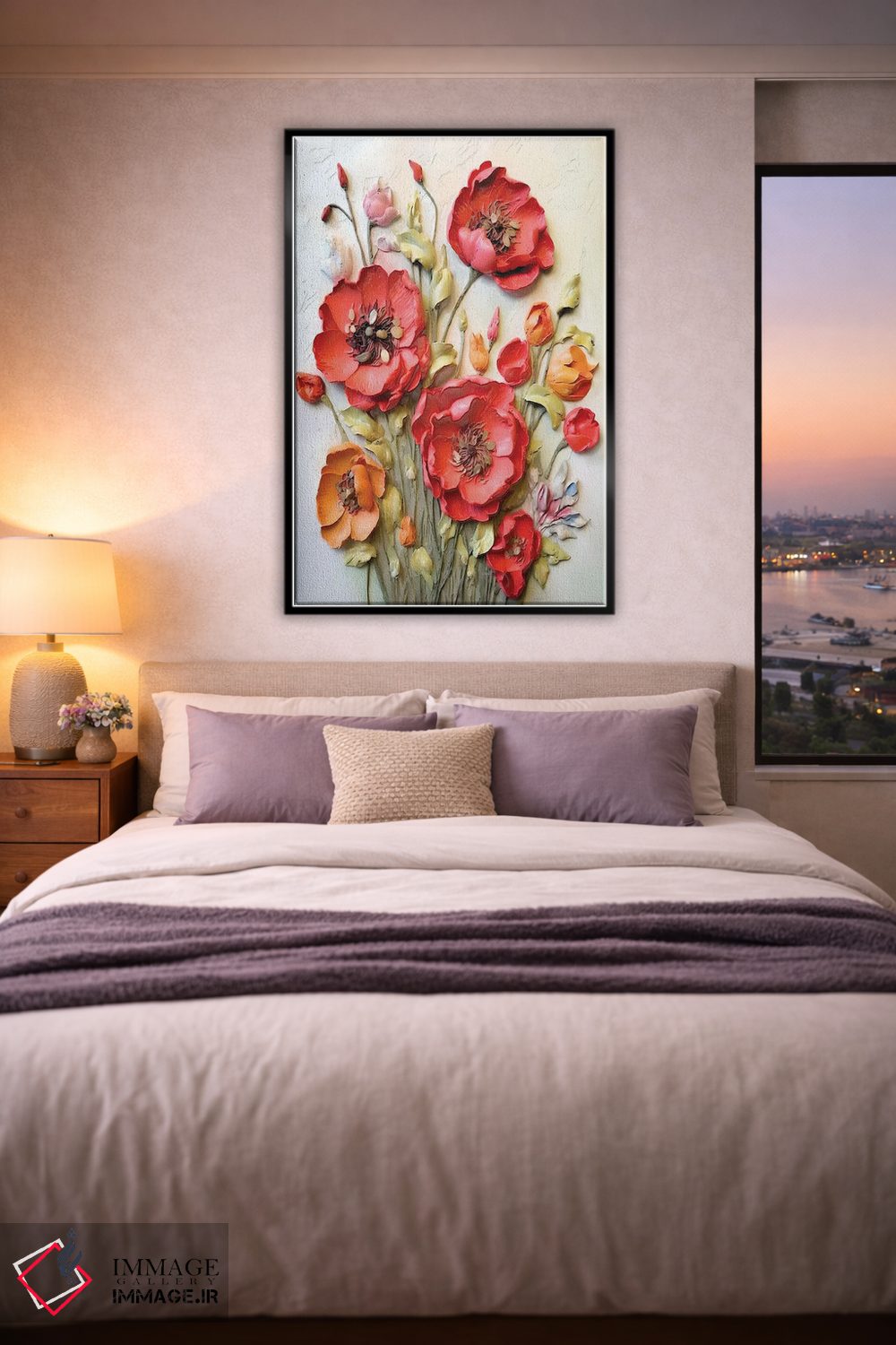 تابلو دکوراتیو راپسودی نهفته در شکوفه های شقایق به سبک ایمپاستو اثر اولنا آرت - D6B