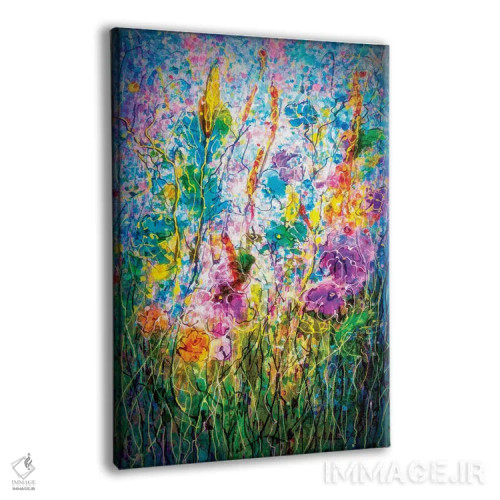 تابلو انتزاعی چمنزار تابستانی اثر اولنا آرت - نمای پرسپکتیو محصول