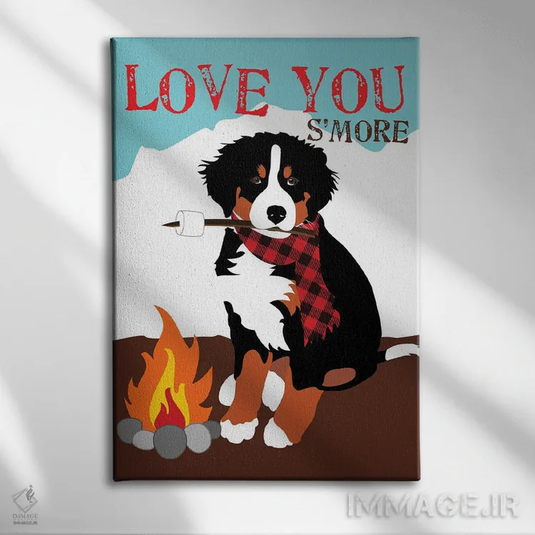 تابلو دکوراتیو سگ کوهستانی برن اثر جینجر الیفنت - نمای روبهرو روی دیوار