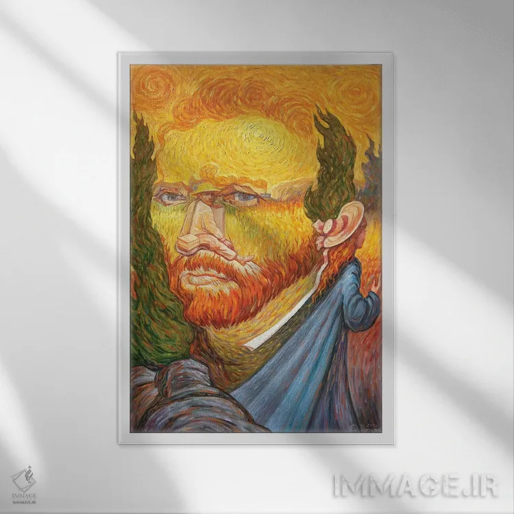 تابلو دکوراتیو پرتره دوگانه ون گوگ اثر اولگ شوپلیک - نمای قابدار سفید