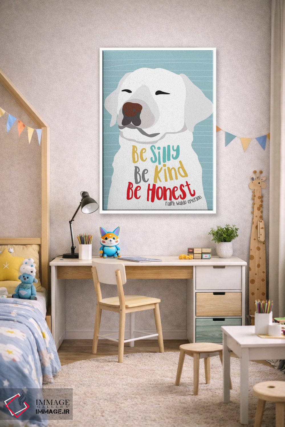تابلو دکوراتیو شاد، مهربان و صادق باش اثر جینجر الیفنت - D1W