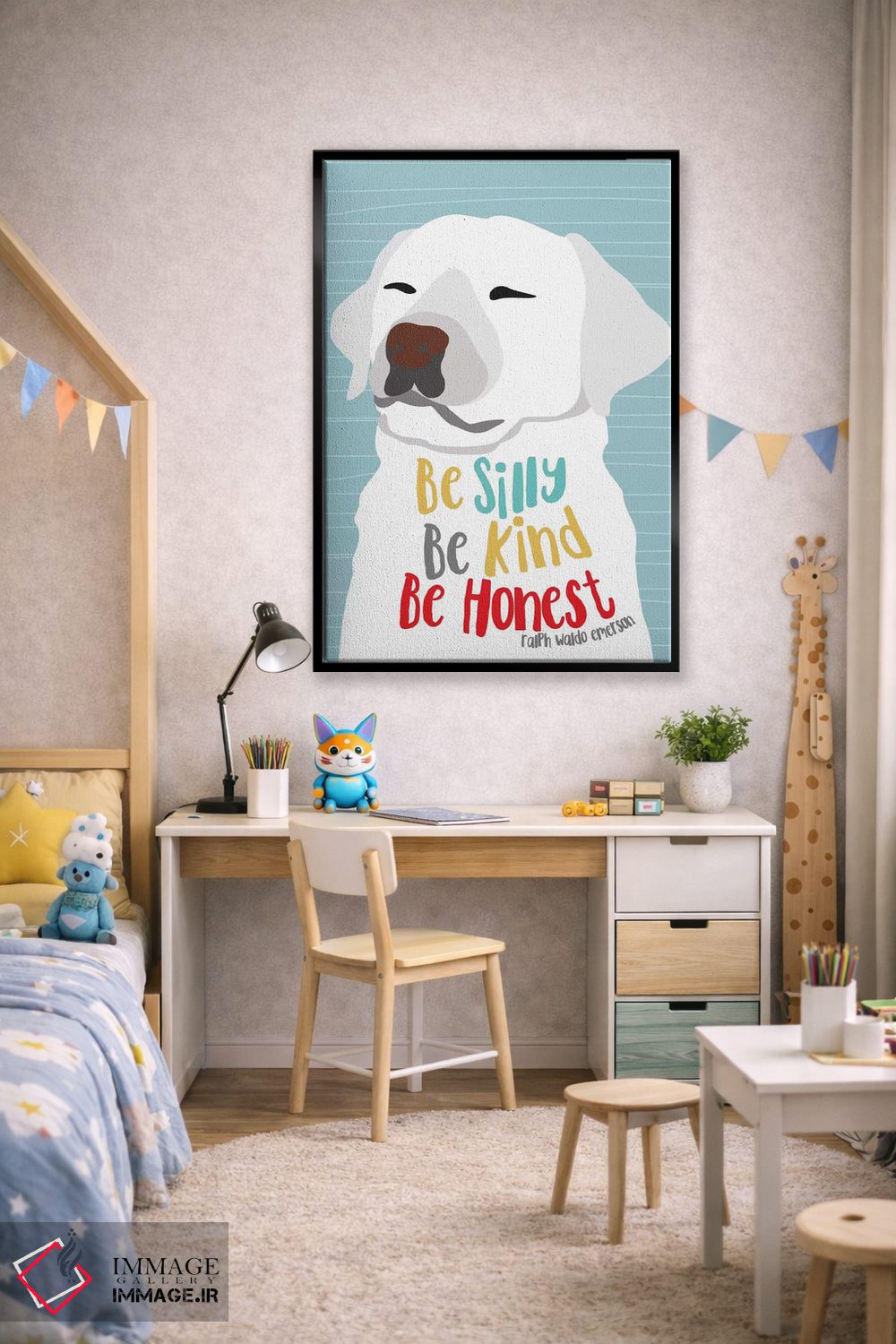 تابلو دکوراتیو شاد، مهربان و صادق باش اثر جینجر الیفنت - D2B