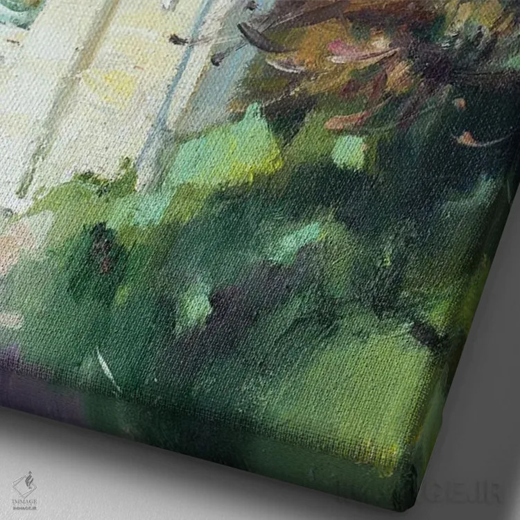 تابلو دکوراتیو باغ های لوگزامبورگ در پاریس اثر اولا لپتیوا - نمای نزدیک بافت بوم