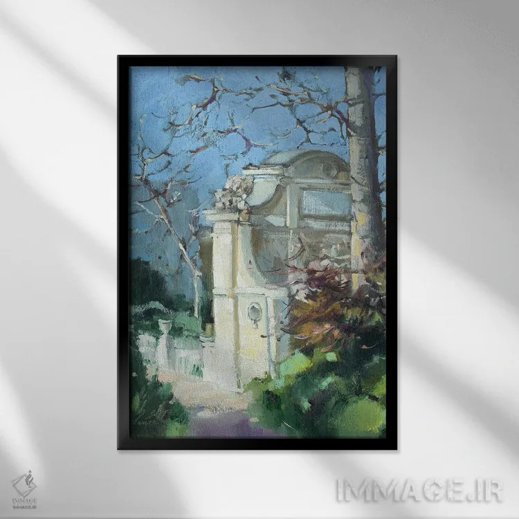 تابلو دکوراتیو باغ های لوگزامبورگ در پاریس اثر اولا لپتیوا - نمای قابدار مشکی