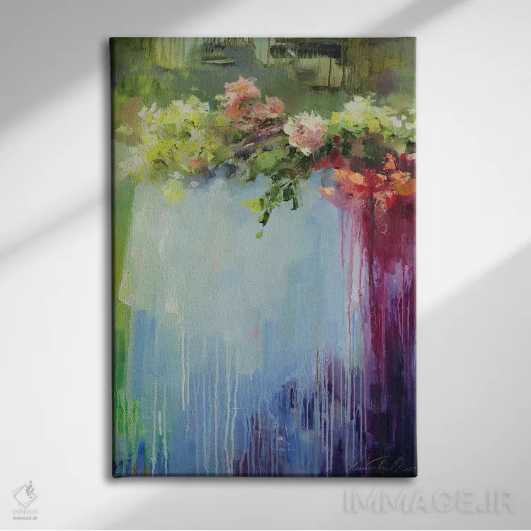 تابلو انتزاعی بانوی متفکر گل ها را فراموش کرد اثر اولا لپتیوا - نمای روبهرو روی دیوار