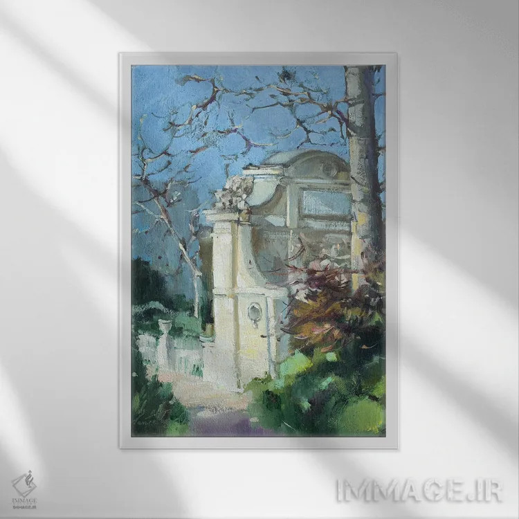 تابلو دکوراتیو باغ های لوگزامبورگ در پاریس اثر اولا لپتیوا - نمای قابدار سفید