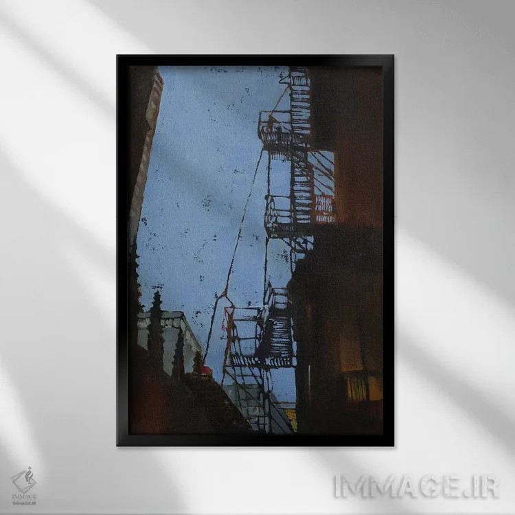 تابلو دکوراتیو راه به بالا اثر اولا لپتیوا - نمای قابدار مشکی