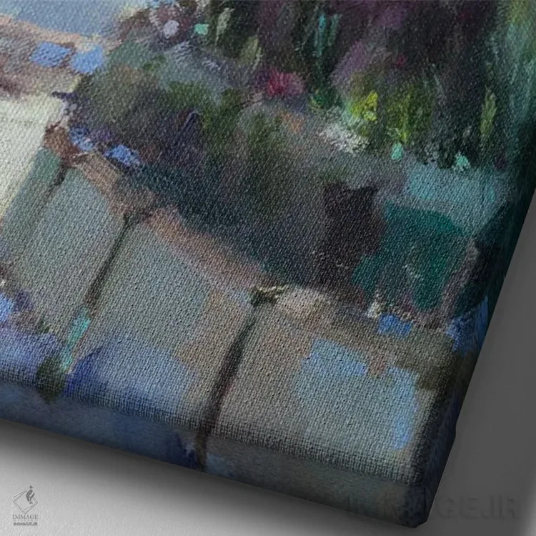 تابلو دکوراتیو پاییز در مونته نگرو اثر اولا لپتیوا - نمای نزدیک بافت بوم