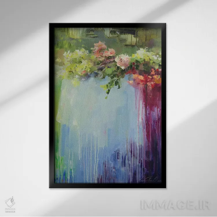 تابلو انتزاعی بانوی متفکر گل ها را فراموش کرد اثر اولا لپتیوا - نمای قابدار مشکی