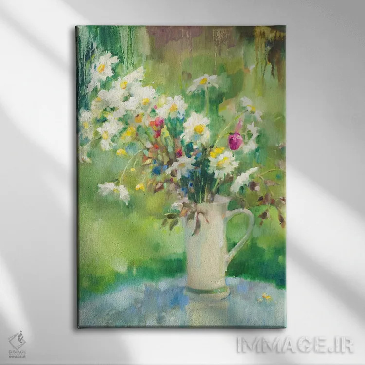 تابلو دکوراتیو بابونه ها اثر اولا لپتیوا - نمای روبهرو روی دیوار