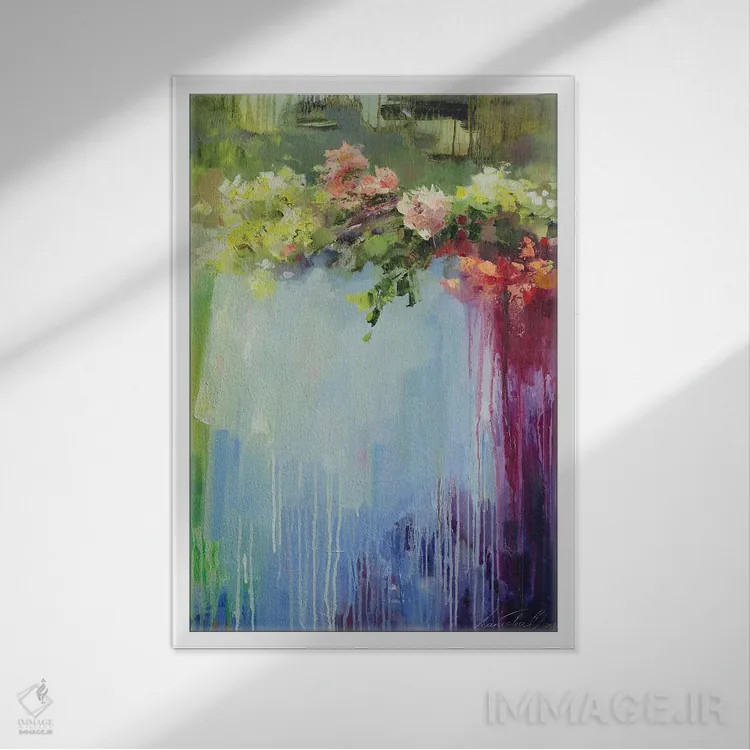 تابلو انتزاعی بانوی متفکر گل ها را فراموش کرد اثر اولا لپتیوا - نمای قابدار سفید