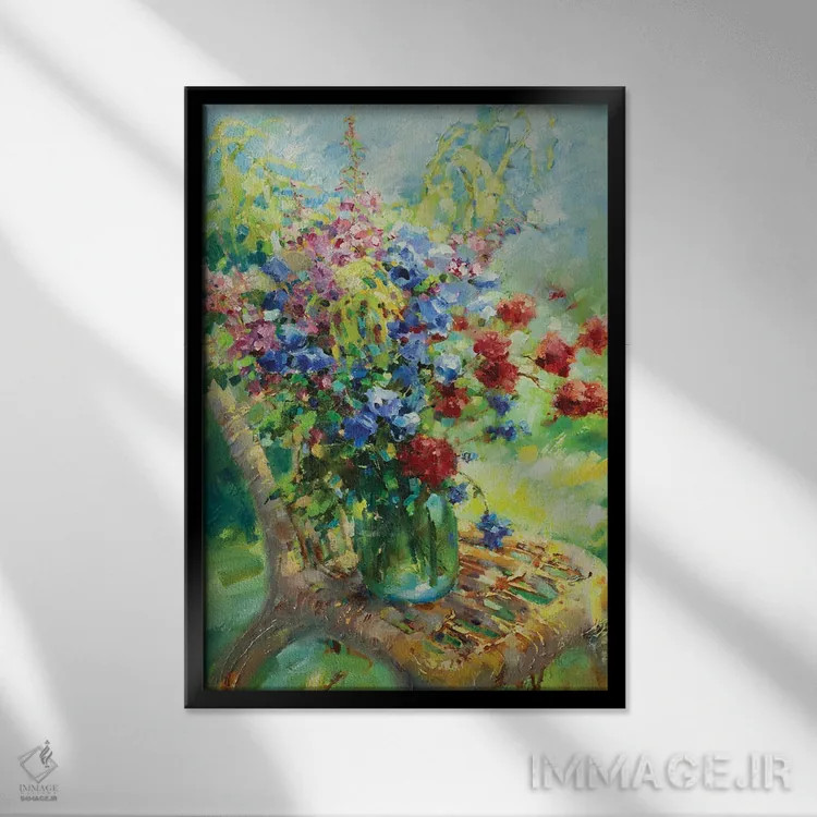 تابلو دکوراتیو گل های وحشی در باغ من اثر اولا لپتیوا - نمای قابدار مشکی