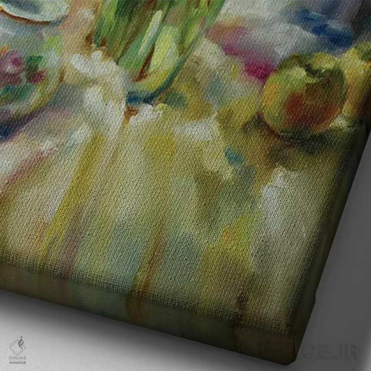 تابلو دکوراتیو گل های پاییزی با عشق تقدیم تو اثر اولا لپتیوا - نمای نزدیک بافت بوم