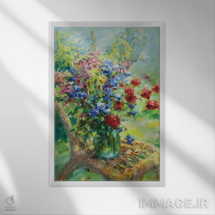 تابلو دکوراتیو گل های وحشی در باغ من اثر اولا لپتیوا - نمای قابدار سفید