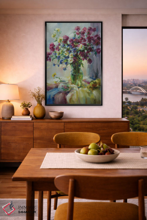 تابلو دکوراتیو گل های پاییزی با عشق تقدیم تو اثر اولا لپتیوا - D6B