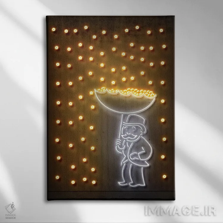 تابلو دکوراتیو باران پول اثر اکتاویان میلو - نمای روبهرو روی دیوار