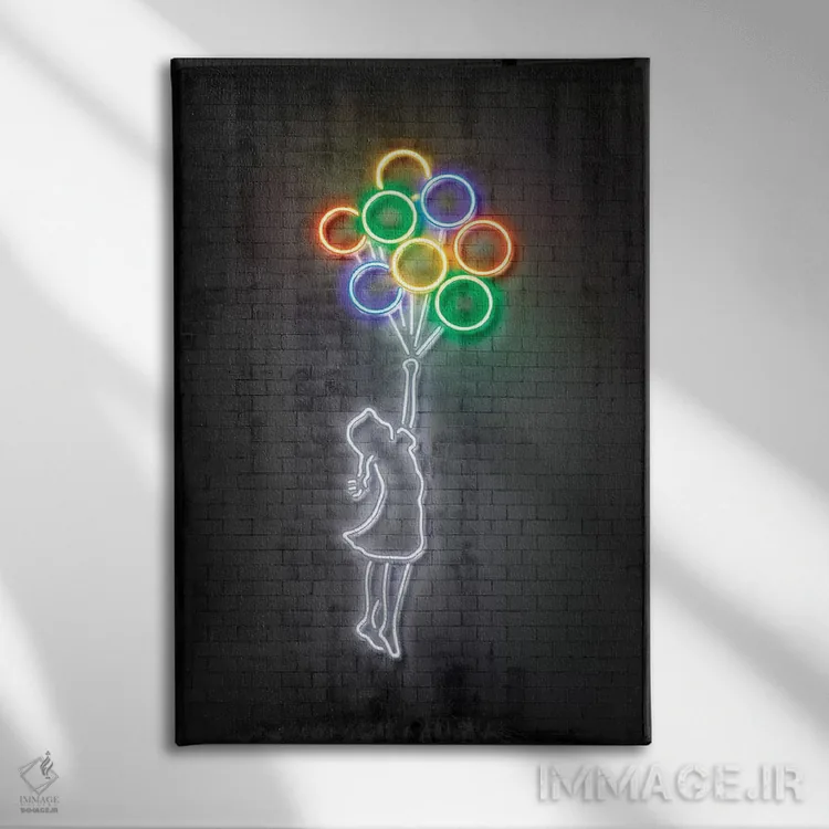 تابلو دکوراتیو دختر بادکنک به دست اثر اکتاویان میلو - نمای روبهرو روی دیوار