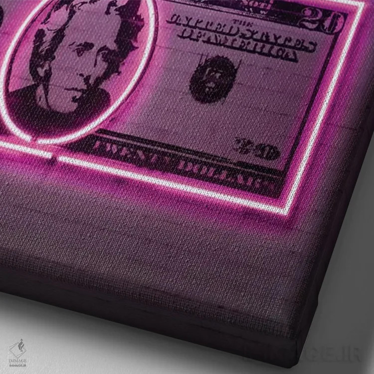 تابلو دکوراتیو دلارها اثر اکتاویان میلو - نمای نزدیک بافت بوم