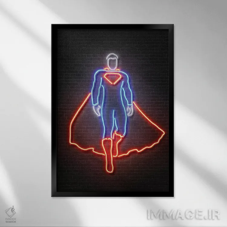 تابلو دکوراتیو سوپرمن اثر اکتاویان میلو - نمای قابدار مشکی