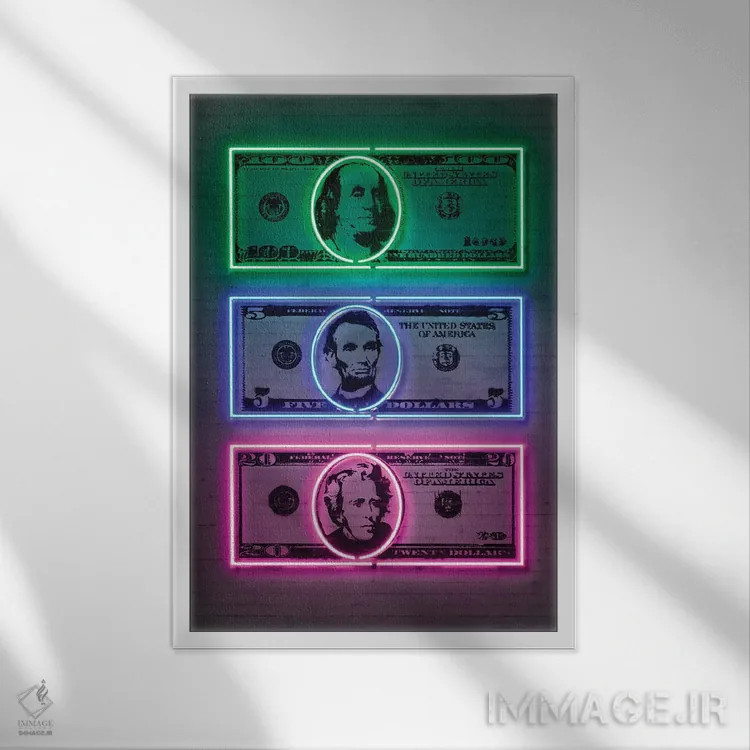 تابلو دکوراتیو دلارها اثر اکتاویان میلو - نمای قابدار سفید