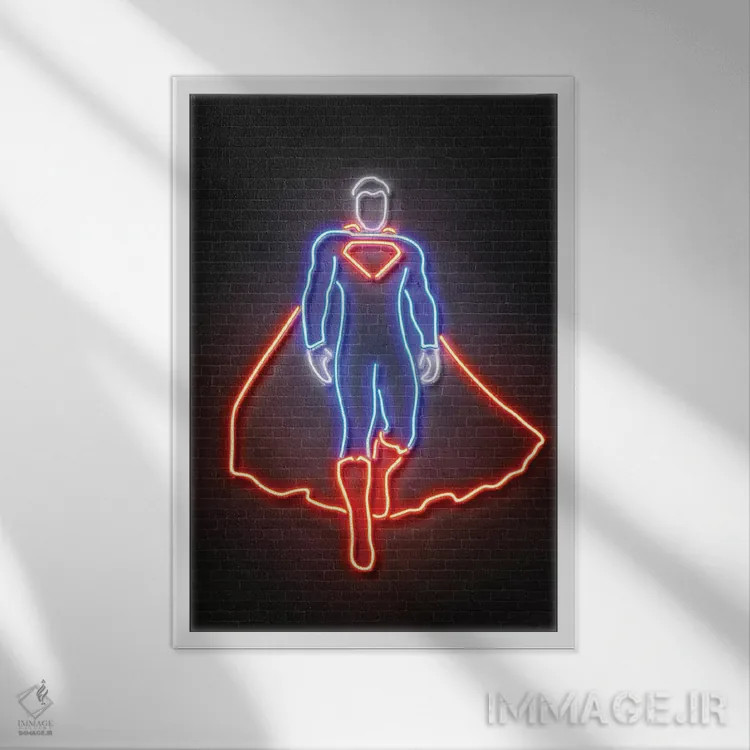 تابلو دکوراتیو سوپرمن اثر اکتاویان میلو - نمای قابدار سفید