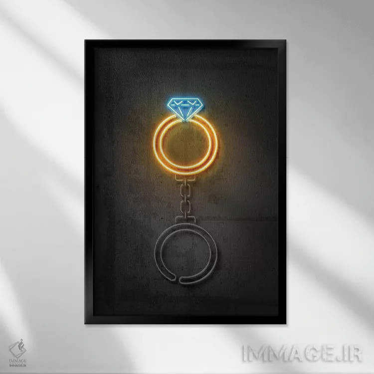 تابلو دکوراتیو حلقه الماس اثر اکتاویان میلو - نمای قابدار مشکی