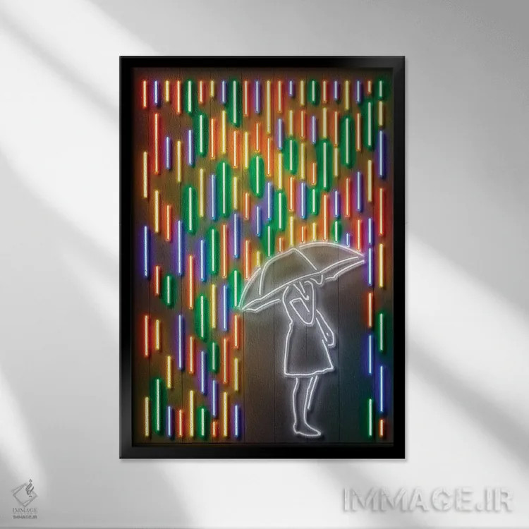 تابلو دکوراتیو باران اثر اکتاویان میلو - نمای قابدار مشکی