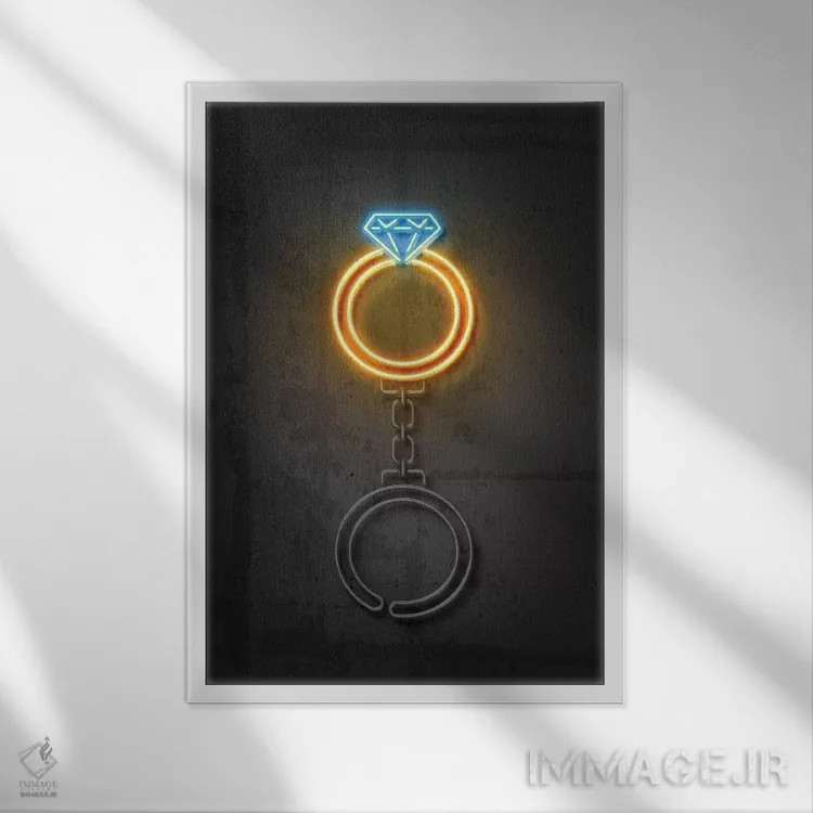 تابلو دکوراتیو حلقه الماس اثر اکتاویان میلو - نمای قابدار سفید