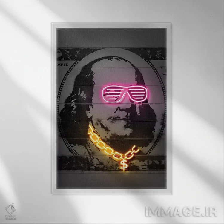 تابلو دکوراتیو فرانکلین اثر اکتاویان میلو - نمای قابدار سفید