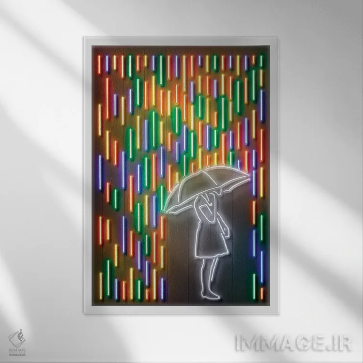 تابلو دکوراتیو باران اثر اکتاویان میلو - نمای قابدار سفید