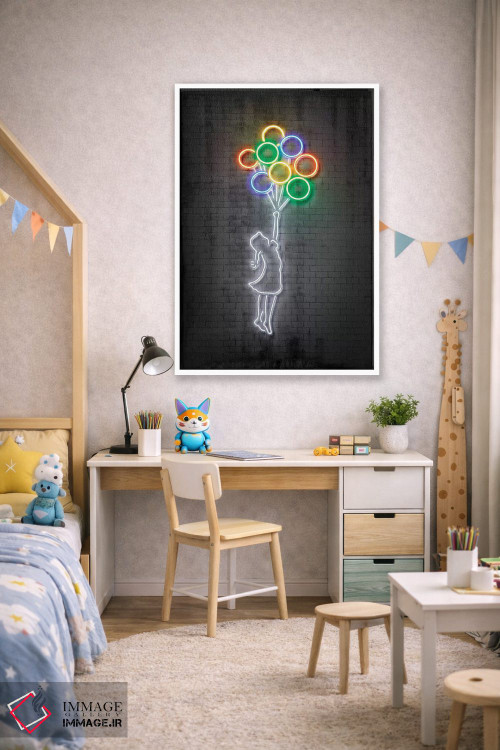 تابلو دکوراتیو دختر بادکنک به دست اثر اکتاویان میلو - D1W